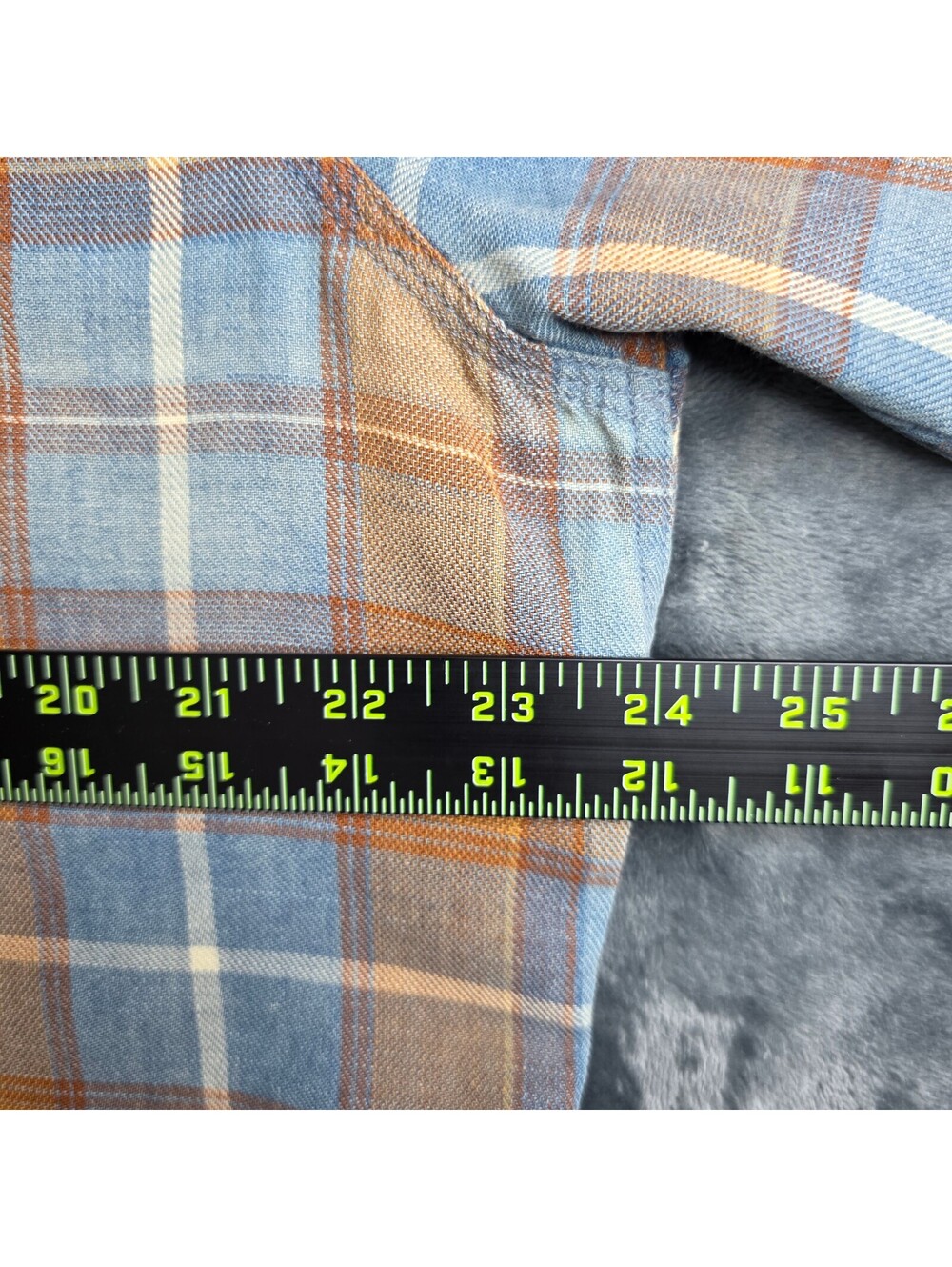 Lucky Brand men's long sleeve plaid flannel blue and mustard yellow  Sz Large. - Picture 4 of 8